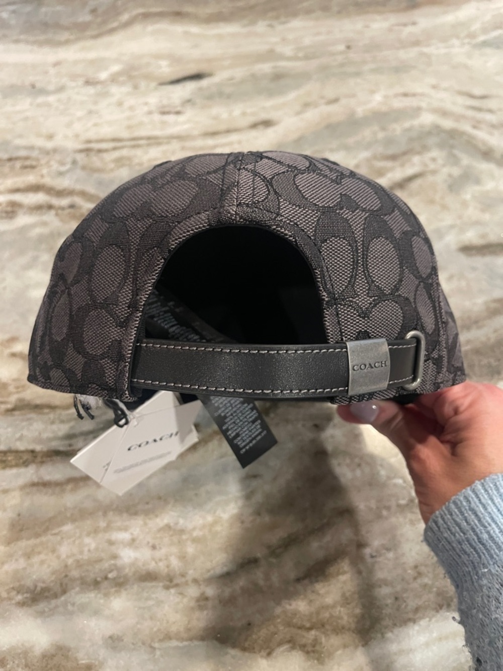 NWT Coach Unisex Flat-Brim Leather and Jacquard Baseball Cap Size XS/S - Picture 6 of 10